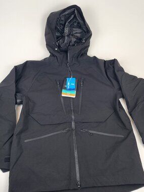 GSOU Snow Ski Jacket Mens Small Black Waterproof Hooded Snowboard Coat NWT